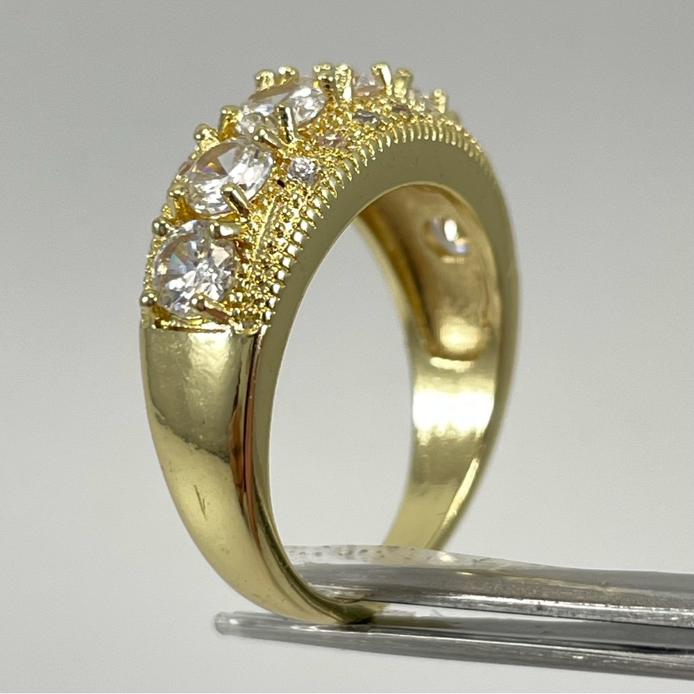 Rings Women’s Jewelry Wedding Band Round Cut Diamond CZ Gold Tone Plated - Picture 5 of 6